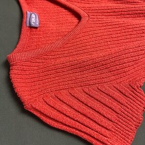 Vintage Y2K Womens Ribbed Orange Tee Small